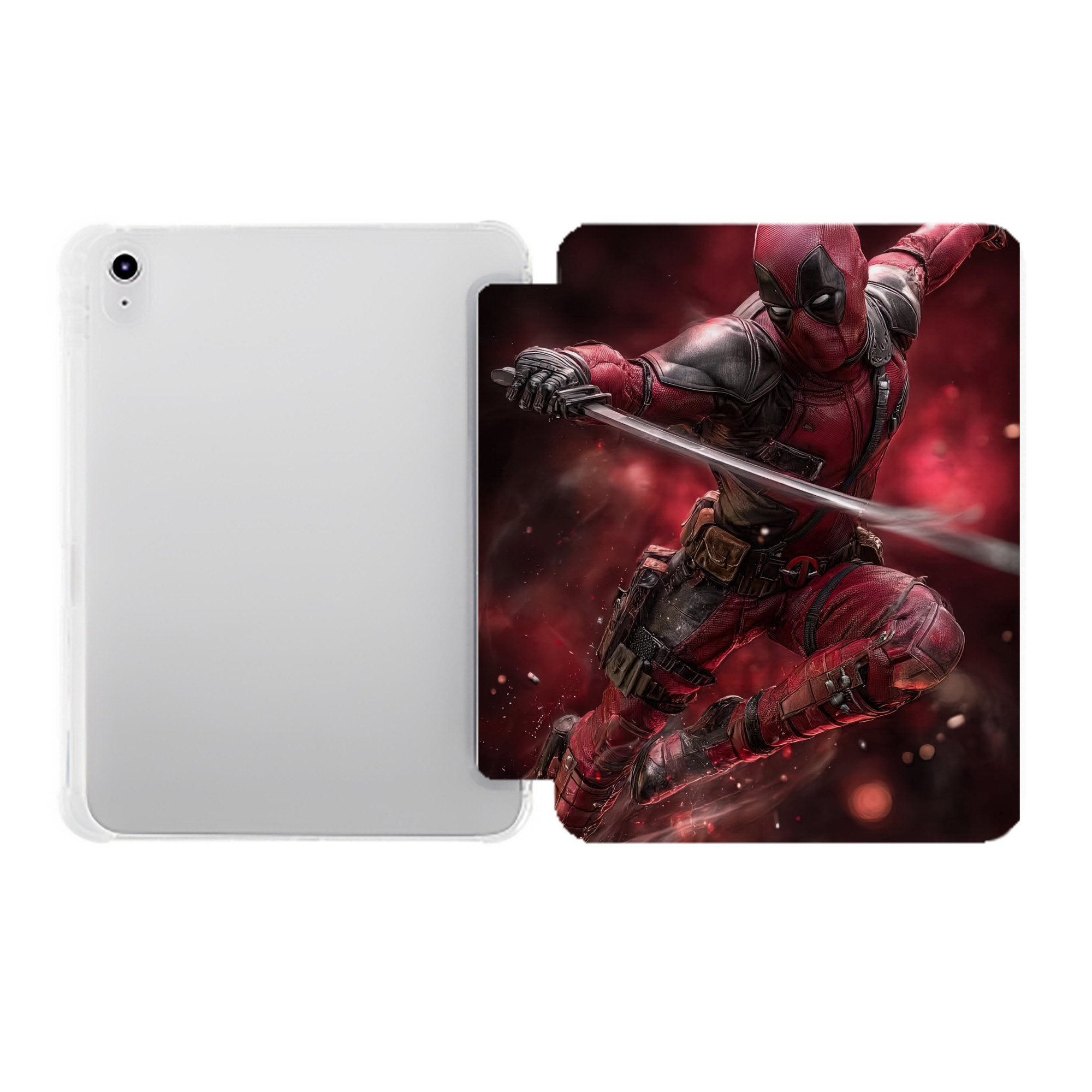 （画像用） Deadpool デッドプール IPad ケース ペン収納付き 三つ折りスタンド PUレザー×シリコン 対応機種9.5/10.5/10.9インチ